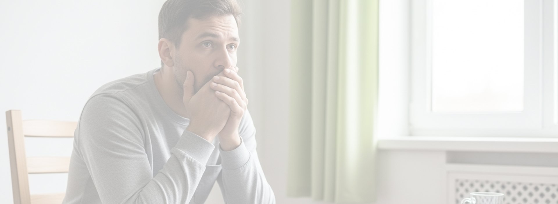 Мужчина нервничает и прикрывает рот рукой